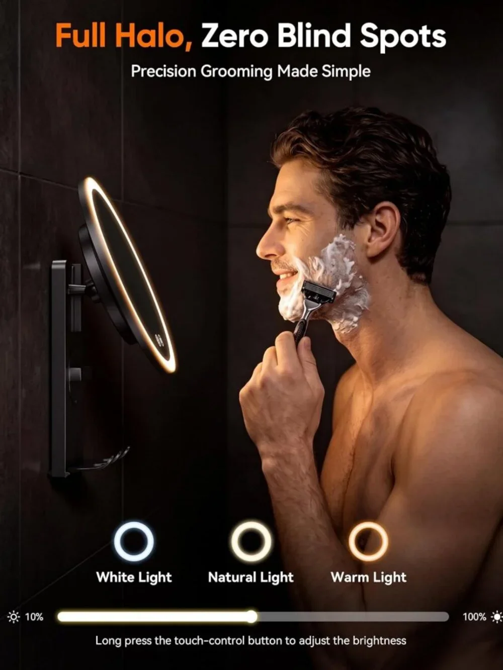 Fogless Heated Shower Mirror for Shaving - Suction Cup Bathroom Accessory
